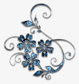 Decor, Ornament, Jewelry, Flower, Blue, Silver - Blue And Silver Flower, HD Png Download, Free Download
