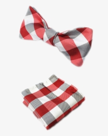 Red, White And Silver Bow Tie And Pocket Square - Plaid, HD Png Download, Free Download
