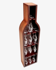 Vintage Glass & Wine Rack 3-piece Set - Rack Bottle Shape, HD Png Download, Free Download