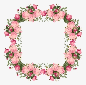 Peach Flower Clipart Rose Frame - Vintage Flower Frame Png, Transparent Png, Free Download