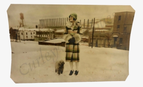 Vintage 1927 Fashion Flapper Beauty Woman Dog Steel - Painting, HD Png Download, Free Download