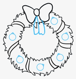 How To Draw Christmas Wreath - Christmas Wreath Outline, HD Png Download, Free Download