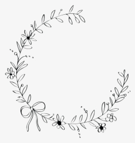 Transparent Christmas Wreath Clipart Black And White - Flower Wreath Line Drawing, HD Png Download, Free Download