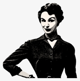 Illustration,fashion Illustration,black And White,fictional - Vintage Woman Png, Transparent Png, Free Download