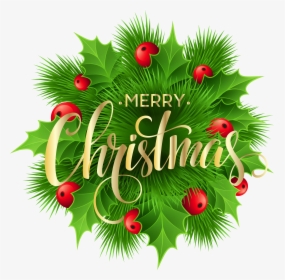 Merry Christmas Cliparts Png Decoration - Merry Christmas With Holly, Transparent Png, Free Download