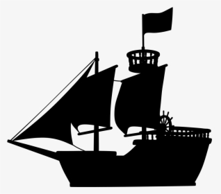 Medieval Ship Silhouette - Pirate Ship Silhouette Png, Transparent Png, Free Download