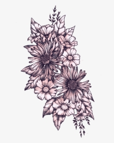 Sunflower And Daisy Tattoo, HD Png Download, Free Download