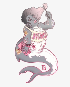 Illustration Art Spikes Piercings Tattoos Shark Studs - Great White Shark Mermaid, HD Png Download, Free Download