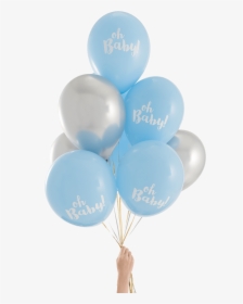Oh Baby Silver & Blue Party Balloons - Light Blue And Silver Balloons, HD Png Download, Free Download