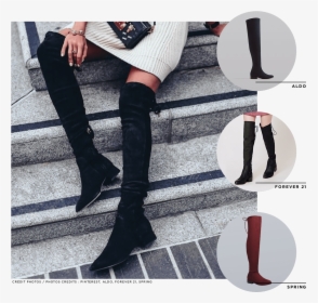 Flat Over The Knee Boots Street Style, HD Png Download, Free Download