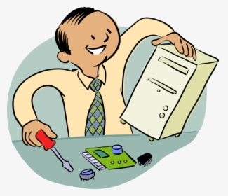 Vector Illustration Of Computer And Electronics Repair - Fixing Computer Clipart, HD Png Download, Free Download