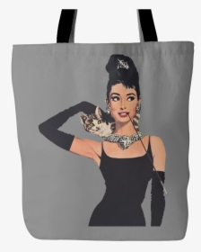 Audrey Hepburn Tote Bags - Audrey Hepburn Painting Cat, HD Png Download, Free Download