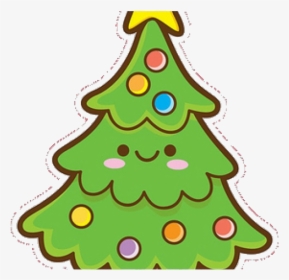 Ornament Christmas Clipart Kawaii Easy Cute Tree Transparent - Draw Kawaii Christmas Tree, HD Png Download, Free Download