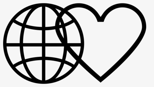 Earth Grid With Heart Outline - Aeroplane Flying Around The World Png, Transparent Png, Free Download