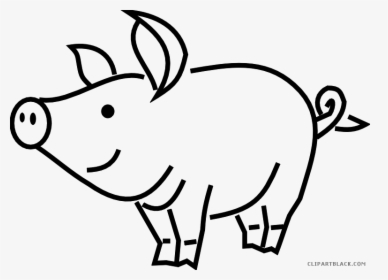 Pig Outline Animal Free Black White Clipart Images - Pig Clip Art, HD Png Download, Free Download