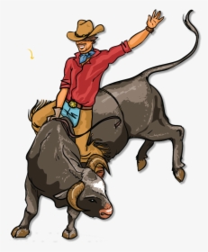 Bull Riding Rodeo Clip Art - Cartoon Bull Riding, HD Png Download, Free Download