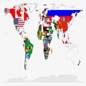 Mapamundi De Las Banderas - World Map With Flags Png, Transparent Png, Free Download