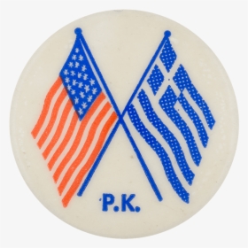American And Greek Flags Art Button Museum - Emblem, HD Png Download, Free Download