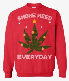 Cannabis Chistmas Tree Smoke Weed Everyday Sweater - Long-sleeved T-shirt, HD Png Download, Free Download