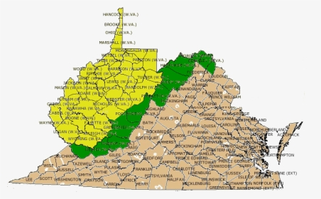 Original 39 Counties Included In August 20, 1862 Dismemberment - Wv And Va County Map, HD Png Download, Free Download