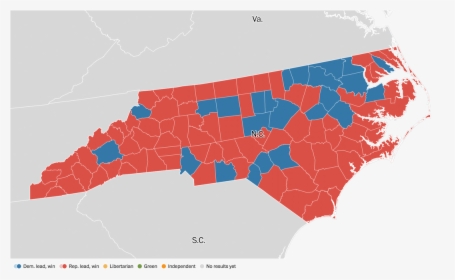 Picture - North Carolina 2016 Election Results Map, HD Png Download, Free Download