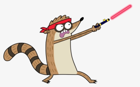 Rigby Holding Laser Sword - Rigby Png, Transparent Png, Free Download