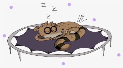 Rigby Sleeping -rigby Durmiendo art By Me - Rigby Regular Show Trampoline, HD Png Download, Free Download