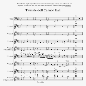 Twinkle-bell Cannon Ball - Twinkle Bell Canon Cello Sheet Music, HD Png Download, Free Download