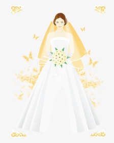 Bride Marriage Hand Painted - Bride Wedding Dress Cartoon Png, Transparent Png, Free Download