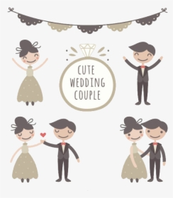 Wedding Couple Marriage Drawing Bridegroom - Wedding Clipart Cute, HD Png Download, Free Download
