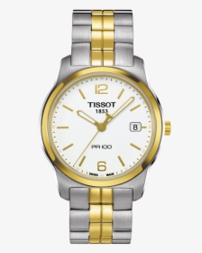 Tissot Pr100 White Dial Two-tone Men"s Watch"  Class= - Fossil Watch Man Gold, HD Png Download, Free Download