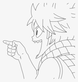 Finger Pointing Down Lineart - Natsu Pointing, HD Png Download, Free Download
