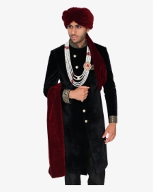 Maroon Velvet Turban Safa Hat With Trail - Costume, HD Png Download, Free Download