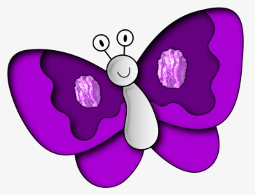 Butterfly Purple - Purple Butterfly Cartoon, HD Png Download, Free Download