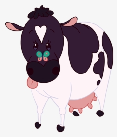 The Cow Is Pestered By A Bothersome Butterfly - Cartoon, HD Png Download, Free Download