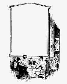 Picture Frame,human Behavior,art - Restaurant Cartoon Png Black And White, Transparent Png, Free Download