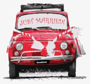 Just Married Sign Red Car, HD Png Download, Free Download