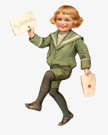 Vintage Boy With Valentine Letter - Png Vintage Boy, Transparent Png, Free Download