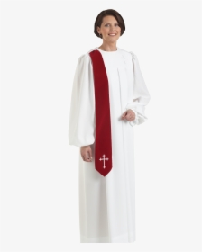 Priest Collar Png -evangelist Womens White Clergy Robe - Womens Preaching Robes, Transparent Png, Free Download