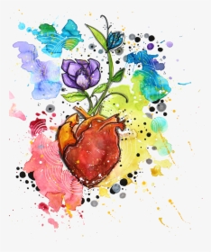 Heart,flower, Watercolours, Colour Splash - Splash Heart Colour, HD Png Download, Free Download