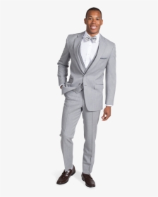 Heather Grey Notch Lapel Suit - Man In Grey Suit, HD Png Download, Free Download