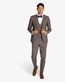 Cafe Brown Notch Lapel Suit By Allure - Brown Grey Suit, HD Png Download, Free Download