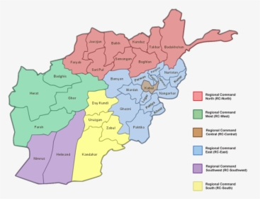 Afghanistan Regional Commands With Provinces - Afghanistan Regional Command Map, HD Png Download, Free Download