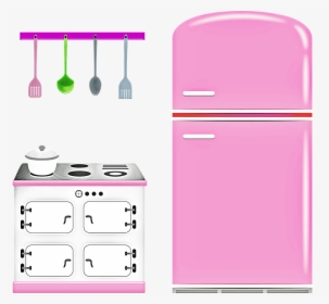 Retro Stove, Retro Refrigerator, Retro Kitchen, Pots - Vector Utensilios De Cozinha Rosa Png, Transparent Png, Free Download