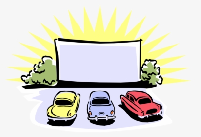 Vector Illustration Of Drive-in Movie Theatre Or Theater - Drive In Movie Theater Cartoon, HD Png Download, Free Download