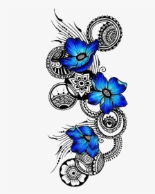 Tattoo Flower Symbol Flowers Scarification Drawing - Blue Flower Tribal Tattoo, HD Png Download, Free Download