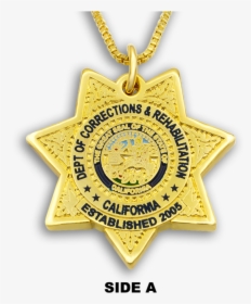 Cdc/cdcr Double-sided Necklace & Gold Chain California - Pendant, HD Png Download, Free Download