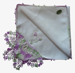Vintage Hankie Irish Linen Crocheted Lace Butterfly - Embroidery, HD Png Download, Free Download