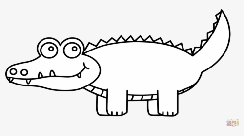 Haz Click En Cocodrilo Lindo De Dibujos Animados - Alligator Black And White Clip Art, HD Png Download, Free Download
