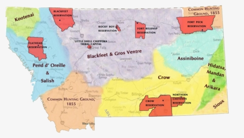 Map Of Montana Common Hunting Grounds In - Tribal Territories In Montana, HD Png Download, Free Download